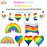 Rainbow Stripe Heart Foil Balloon Rainbow Flag Shaped Aluminum Balloon Valentine Birthday Party <strong>Decoration</strong> Supplies Wholesale