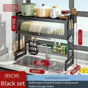 Support <span class=keywords><strong>de</strong></span> <span class=keywords><strong>rangement</strong></span> en métal multifonctionnel noir <span class=keywords><strong>de</strong></span> 85cm pour évier <span class=keywords><strong>de</strong></span> <span class=keywords><strong>vaisselle</strong></span>, égouttoir <span class=keywords><strong>de</strong></span> bol <span class=keywords><strong>de</strong></span> <span class=keywords><strong>rangement</strong></span> 10 pièces pour <span class=keywords><strong>armoire</strong></span> - Product Image 2