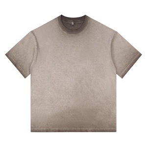 T-shirts amples à épaules tombantes en coton épais 100 % délavé style vintage, dégradé bicolore, à manches courtes - Product Image 2