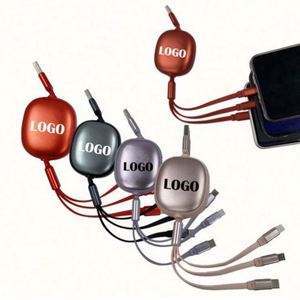 Câble USB rétractable universel personnalisé avec logo, 3 en 1, USB-C, charge super rapide - Product Image 1