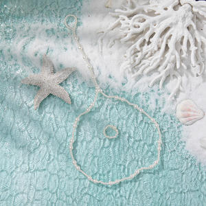 Conjunto de Joyería para Pies Pearl Beach, Tobillera de Doble Capa y Anillo para el Dedo del Pie para Mujer, Estilo Simple de Verano, Conjunto de 2 Piezas - Product Image 3