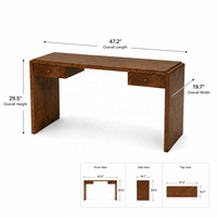 Table console moderne de luxe en bois de palissandre, bureau cascade avec tiroirs pour villa, hôtel, bureau à domicile ou projet