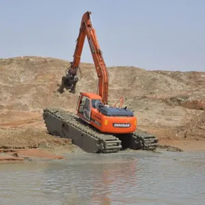 Produsen disesuaikan jalur baja Undercarriage Chassis swamp wetland amfibi ekskavator mengambang pontoons untuk ekskavator