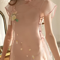 Robe de lingerie Cheongsam sexy pour femmes, style chinois Qipao, broderie, col mandarin, chemise de nuit vintage en soie, fente latérale