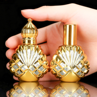 Flacon d'huile essentielle de parfum de 10 ml de style luxe du Moyen-Orient, forme unique, en verre électroplaqué, fabricant de flacons Atar