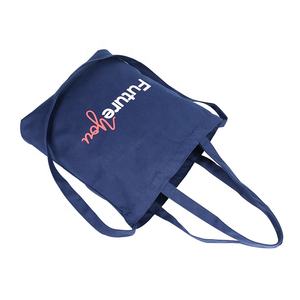 Vente en gros de sacs fourre-tout en toile personnalisés avec logo imprimé en <span class=keywords><strong>bleu</strong></span> avec poche et fermeture éclair - Product Image 2