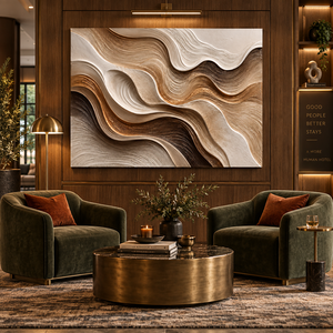 <span class=keywords><strong>Arte</strong></span> Murale 3D di Alta Qualità in Beige e Marrone, Scultura in Gesso con Rilievo Testurizzato per Decorazione di Hotel, Villa e Soggiorno - Product Image 4