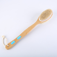 Brosse exfoliante pour le corps en poils naturels de bambou + polyester avec long manche, pour la douche et le bain, réduit la cellulite