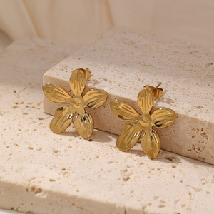 2025 Estilo Trendy Aço Inoxidável Listrado Coração Arco Brincos Geométricos Girassol Trending Moda <span class=keywords><strong>Stud</strong></span> Earrings Atacado - Product Image 5