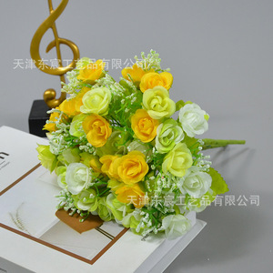 Bouquet de roses artificielles Dongchen Crafts, 21 têtes, fleurs en soie, arrangement décoratif pour la maison, les mariages et l'extérieur - Product Image 4
