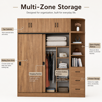 Armoire de chambre à coucher moderne à grande capacité avec portes coulissantes en bois massif pour usage hôtelier