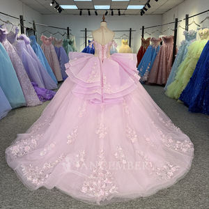 Jancember 20259 Lovely Light Pink Evening Dress Off Shoulder Embroidered Quinceanera Dresses - Product Image 4