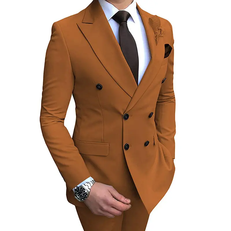 Hot Sale New High Quality Wool Men's Slim Fit Suit Two Piece New Lang Best Man Wedding Dress Suit