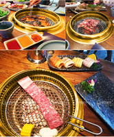 Rôtissoire commerciale de table charbon de bois doré vers le bas gril de charbon de table table barbecue grill table pour restaurants