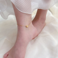 Chevillère simple en forme de cœur avec motif haricot doré pour femme, en acier inoxydable plaqué or 18 carats, accessoire de pied tendance au design de niche, idéale pour les soirées