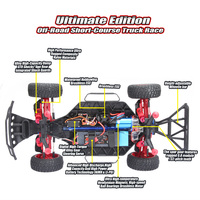 Remo Hobby 1025 Short Course Truck 1/10, Auto RC Eléctrico de Alta Velocidad, 9EMU 4x4 Todoterreno, Dos Motores sin Escobillas, Piezas Impermeables Traxx