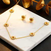 Conjunto de Acero Inoxidable 316L Personalizado con Ojo de Tigre y Girasol, Cadena de Oro PVD de 18k, Collar, Pendientes y Pulsera, Fabricante OEM