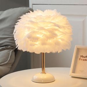Luxury Goose Feather Table Lamp for Girls' Bedrooms & Offices High-End Romantic Warm <b>Light</b> Dimmable Decorative Gift - Product Image 3