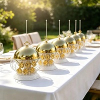 Chauffe-Plat de Luxe en Acier Inoxydable Doré 8L, Ensemble Buffet Moderne à Gaz, Réchaud Alimentaire pour Mariages, Hôtels et Traiteurs
