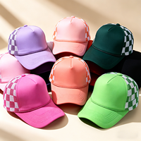 Gorras de Béisbol de Espuma a Cuadros con Logotipo Personalizado, de Alta Calidad, Transpirables, Unisex, de 5 Paneles, con Malla, Estilo Trucker