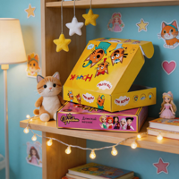Boîte d'expédition en carton ondulé personnalisée, imprimée en couleur, pour l'emballage de jouets pour enfants, cadeaux, dessins animés