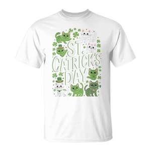 T-shirt Lucky Cats pour la fête de la Saint-Patrick, pour les amoureux des chats, design vert festif - Product Image 1