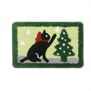맞춤형 맞춤형 바닥 매트 개 고양이 사슴 크리스마스 만화 퍼지 게이트 패드 산타 눈사람 나일론 미끄럼 방지 도어 매트