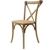 Chaise de bistrot en bois massif de chêne antique, empilable, à dossier croisé, pour extérieur, mariage et salle à manger