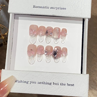 Venta al por mayor bailarina prensa en las uñas acrílico ataúd diseño con diamantes de imitación perla punta francesa uñas artificiales personalizadas