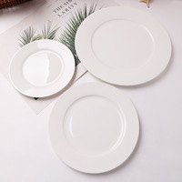 Assiette plate ronde en porcelaine fine blanche, assiette en céramique pour restaurant, assiette à steak et salade, vaisselle d'hôtel, vente en gros