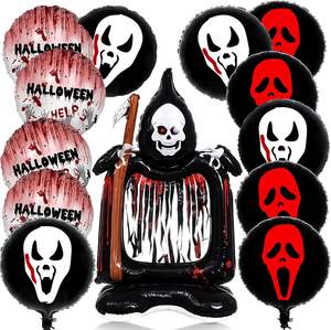 Décoration de ballon gonflable en PVC Grim Reaper pour Halloween, L69xH125cm, portable, pliable, léger - Product Image 6