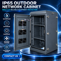 Armoire réseau extérieure IP65 personnalisée avec climatiseur, rack de serveur autoportant résistant aux intempéries en acier 20U en stock