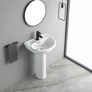 Lavabo colonne basique abordable, moderne et minimaliste pour salle de bain - Product Image 3