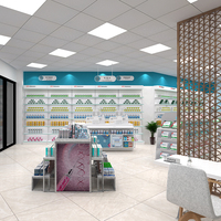 Étagère de présentation minimaliste en métal écologique pour pharmacie avec éclairage LED, étagères réglables, montage facile pour un design optimal
