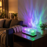 Lámpara de Mesa Proyector de Aurora Boreal Dinámica Recargable, Luces Nocturnas RGB Multicolor con Efecto de Olas Oceánicas para Decoración de Dormitorio