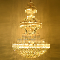 Lustre LED personnalisé pour salle de banquet, grand luminaire suspendu pour escalier, boule de cristal dorée, éclairage de plafond de luxe