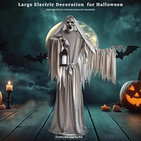 Décorations d'Halloween pour maison hantée et parc d'attractions, grandes décorations extérieures à capteur électrique, lanternes, zombies, modèles de props du Grim Reaper, modèle 987