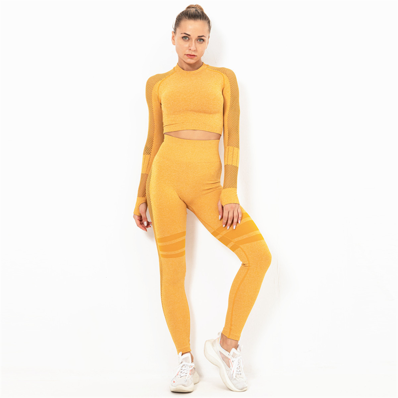 Fashion Modern Breathable Workout Clothing Women Active Wear Yoga Set 8 colors Long sleeve