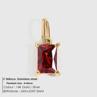 RH december Pendentif en acier inoxydable de haute qualité plaqué or 14 carats Incrustation de forme carrée Cristal de couleur Zircon Cadeaux de mode à la mode
