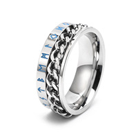Bague Chaîne Rotative Numérique Viking Lumineuse en Acier Inoxydable Personnalisée pour Hommes Européens et Américains, Tendance Nordique, Accessoire