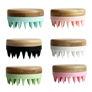 Peigne de massage du cuir chevelu portable personnalisé avec logo laser, brosse à shampoing en silicone et bambou, coussin anti-pelliculaire pour la croissance des cheveux et le nettoyage - Product Image 3