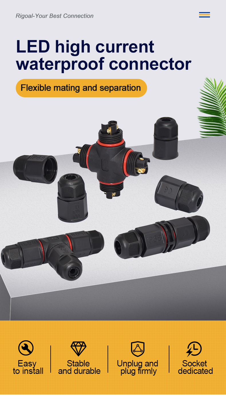 Rigoal 2 3 4 5 Pin M19 Panel Mount Waterproof Connector Outdoors Industrial LED Connector