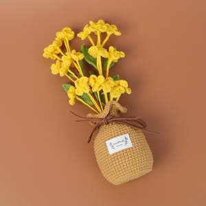 Fleur de chèvrefeuille artificielle au crochet faite à la main fleur préservée ornements domestiques <span class=keywords><strong>en</strong></span> <span class=keywords><strong>pot</strong></span> petit cadeau fleur au crochet - Product Image 4