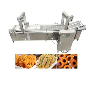 Automatic Continuous French Fries Snack Donut Frying Conveyor Belt Deep Fryer Machine for Food Process Line
