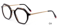 Vente en gros de lunettes optiques unisexes de haute qualité, style tendance, design polygonal, en acétate et métal, fabriquées à la main