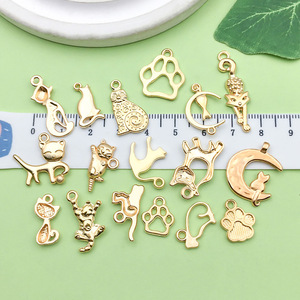 จี้แมวการ์ตูนน่ารัก รูปทรงผสมผสานสีทอง อุปกรณ์ตกแต่งเครื่องประดับ DIY สำหรับงานสร้างสรรค์ - Product Image 3