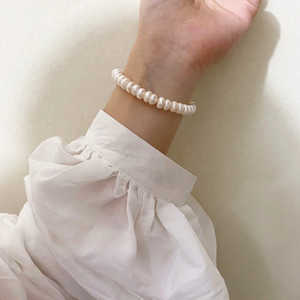 Pulsera de Perlas de Agua Dulce Naturales Grandes, Diseño de Cuentas Planas Tipo Ábaco - Product Image 4