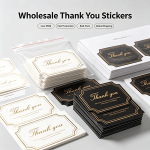 Etiquetas Adhesivas Rectangulares de Papel Dorado con Mensaje de Agradecimiento, Etiquetas Personalizadas para Empaquetado Comercial, Venta al Por Mayor - Product Image 1
