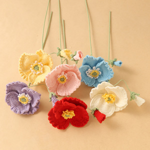 Flores de amapola tejidas a mano Kexiang, ramo artificial de poliéster, decoración de escritorio, regalo de cumpleaños para amigos - Product Image 1