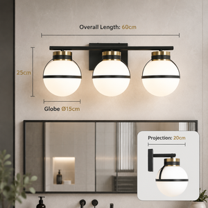 Modern Wall <b>Light</b> Black Ironwork Glass <b>Globe</b> E27 Three Head Mounted Indoor Decorative For Home Bedroom Living Room - Product Image 3